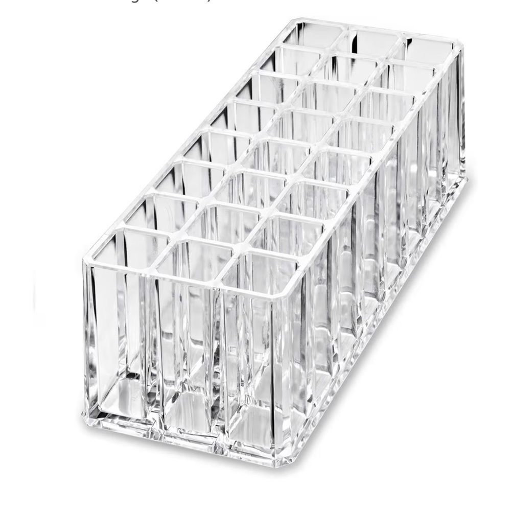 Acrylic Makeup Beauty Brush Organizer | 24 Space Cosmetic Storage (CLEAR)